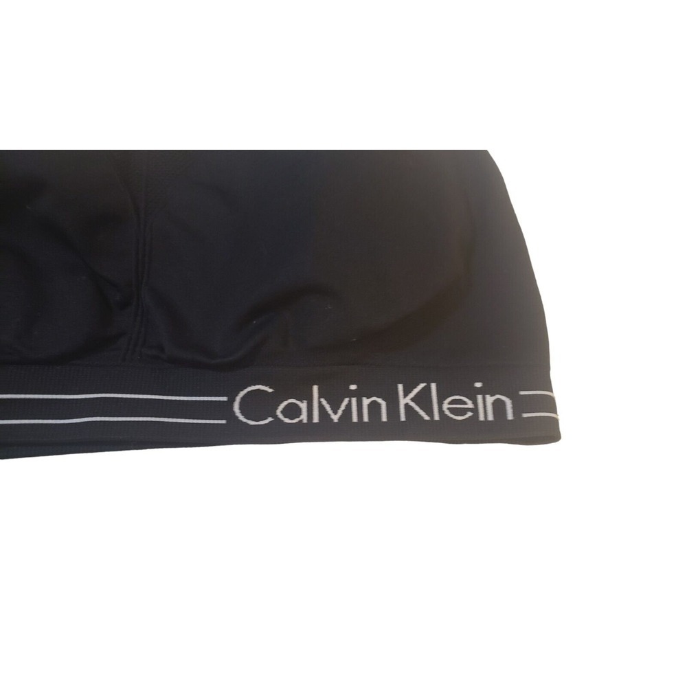 Calvin Klein Performance Womens Logo Nylon Stretch Bralette Black L Yoga Pilates - Picture 2 of 12